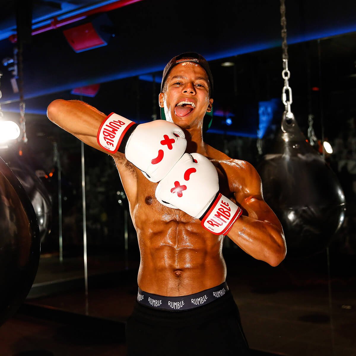 Man Posting With Boxing Gloves