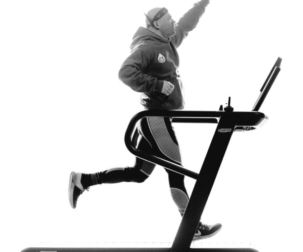 Man running on a treadmill